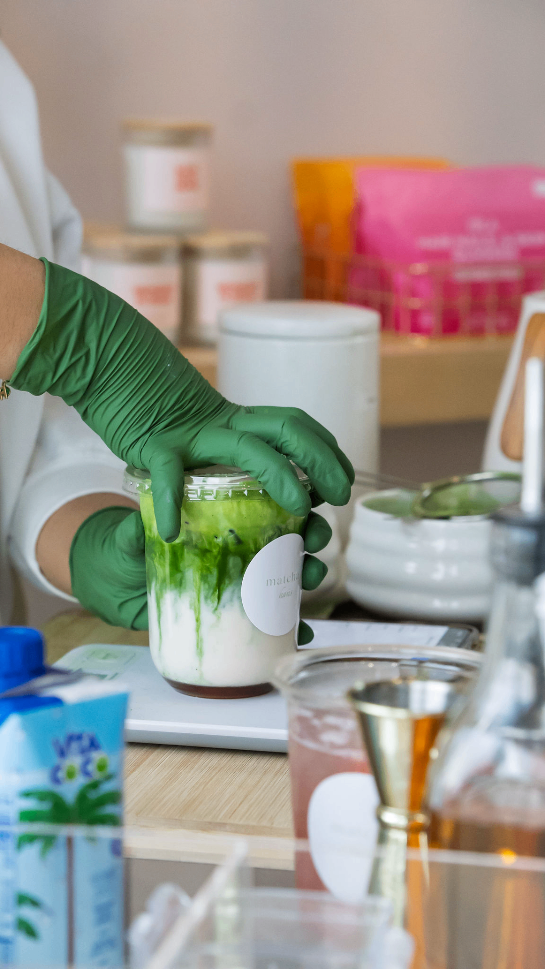 matcha haús pop-up bar setup